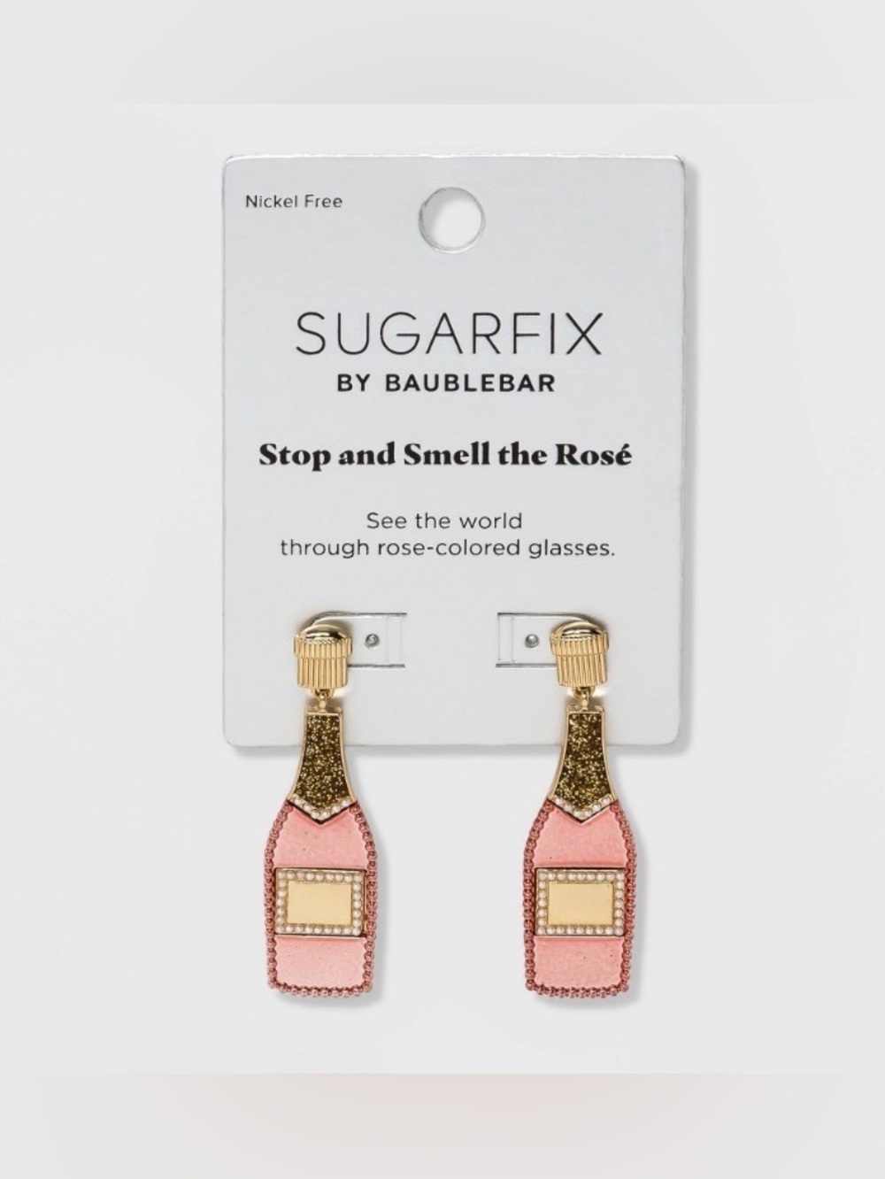 NWT SUGARFIX by BaubleBar Rose Bottle Drop Earrings - Rose Pink